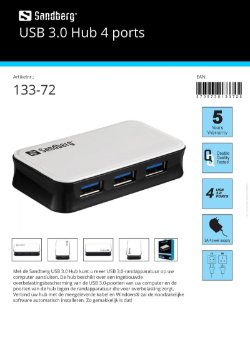 USB 3.0 Hub 4 ports aansluiten USB 3.0 randapparatuur op pc