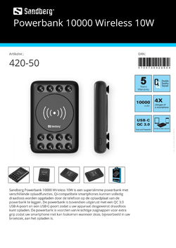 Powerbank 10000 Wireless 10W alle merken smartphone tablet
