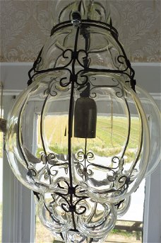 Brocante hanglamp glas