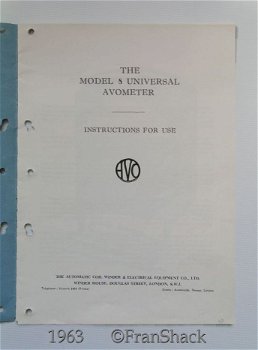 [1963] Working Instructions, AvoMeter Model 8 Universal, AVO - 1