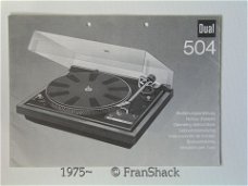 [1975] Gebruiksaanwijzing DUAL 504 platenspeler. DUAL