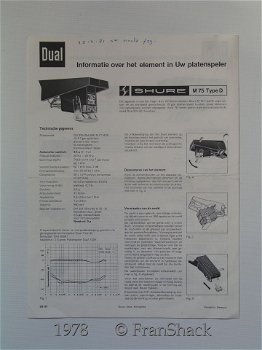 [1978] Infoblad Shure M75 Type D toonsysteem, DUAL - 0