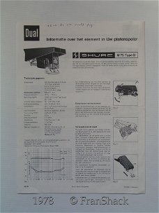 [1978] Infoblad  Shure M75 Type D toonsysteem, DUAL