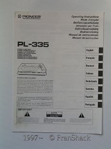 [1997~] Gebruiksaanwijzing PL-335 platenspeler. Pioneer