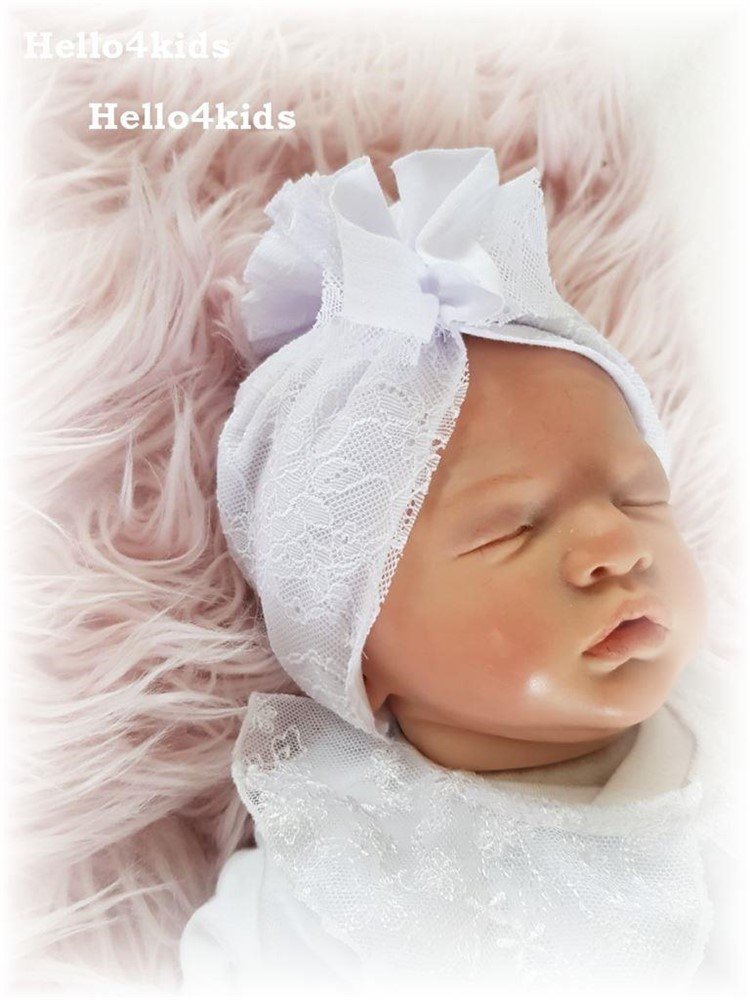 New born baby haarbandje doop mutsje fotoshoot - Afbeelding 2