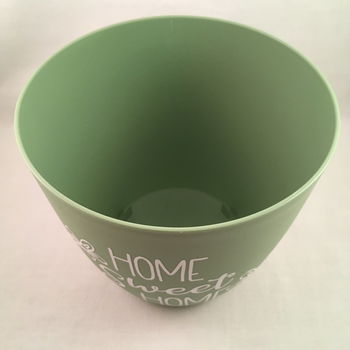 Bloempot / Vaas thema (kunststof) groen & Quote Home sweet Home - 2