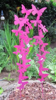 VLINDER - LIBELLE TUINSTEKER - ROZE EN WIT - 3