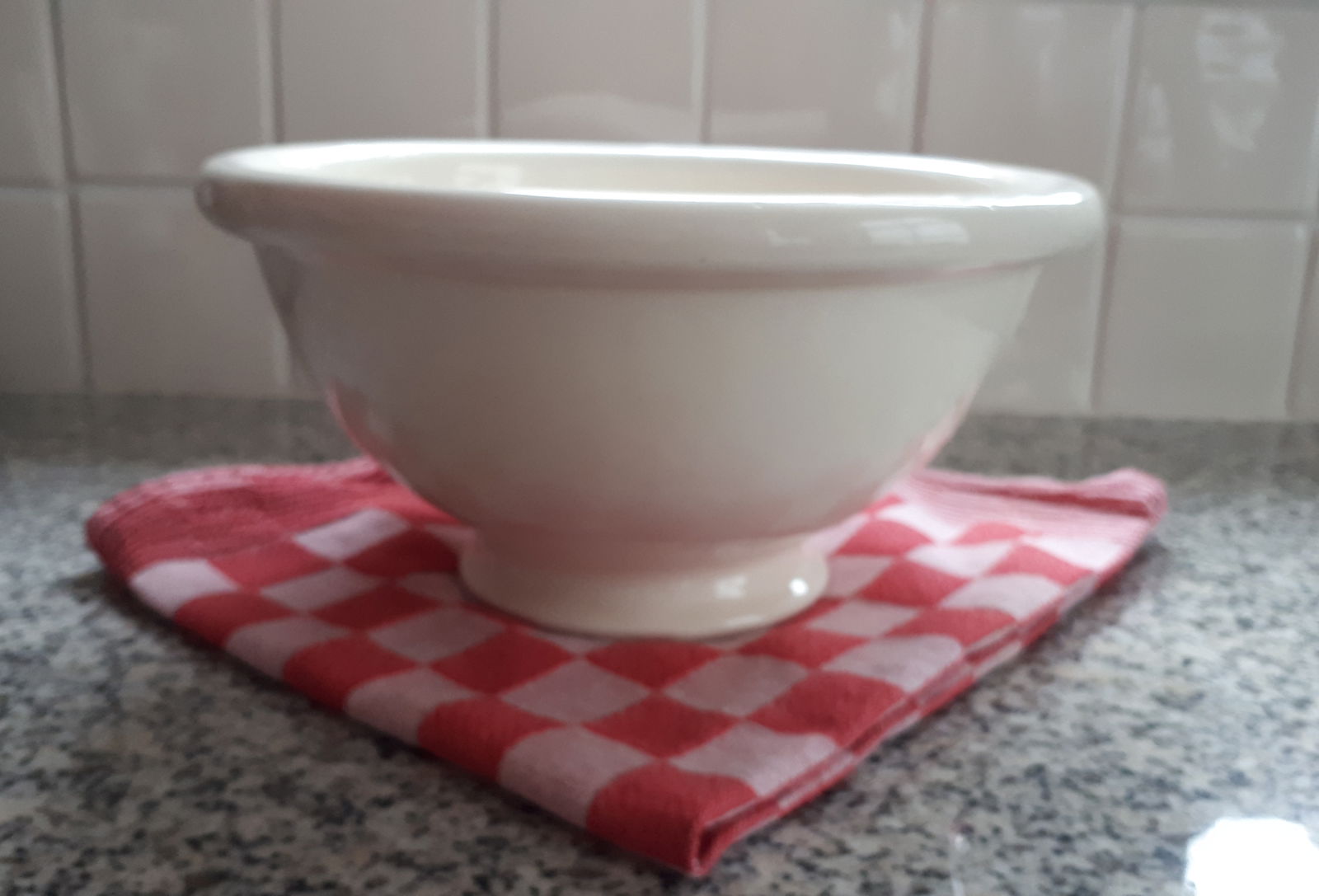 Grote oude Waskom of Spoelkom in crème kleur, Vintage - Afbeelding 2