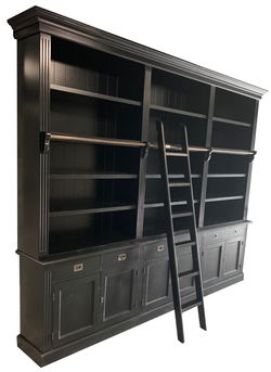 Boekenkast Kesteren zwart - zwart 200 x 36 x 240cm incl trap