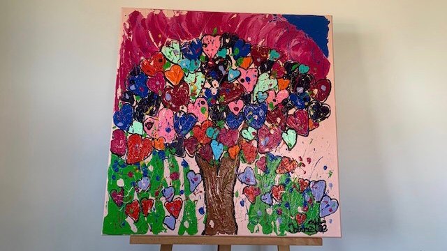 Liefdesboom dikke verf 70x70 - Afbeelding 2