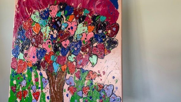 Liefdesboom dikke verf 70x70 - Afbeelding 4