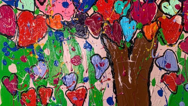 Liefdesboom dikke verf 70x70 - Afbeelding 5