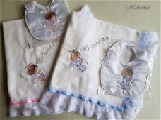 geboorte deken doop gratis naam cadeau roze/blauw