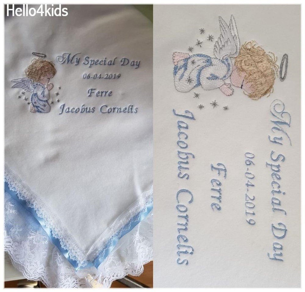 geboorte deken doop gratis naam cadeau roze/blauw - Afbeelding 2