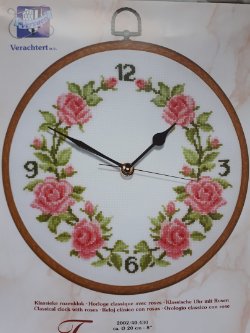 Borduurpakket ROZEN KLOK NIEUW !