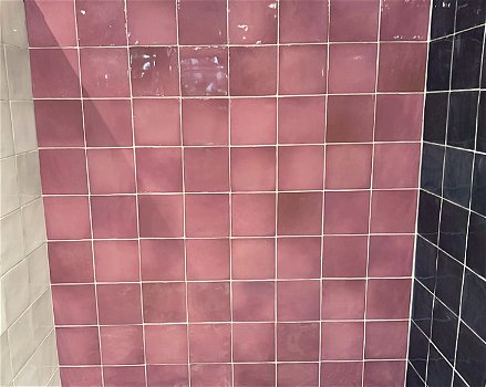 13x13 cm handvorm tegels karakteristieke tegels roze - 1