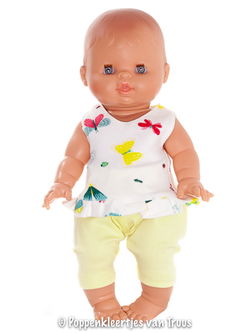 Paola Reina 34 cm Topje met broekje geel/vlinders