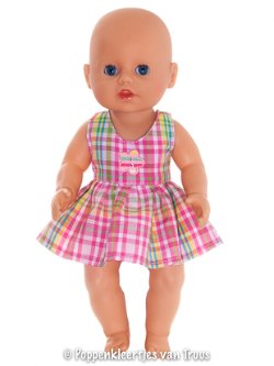 Baby Born badpopje 32 cm Zomersetje roze ruitjes