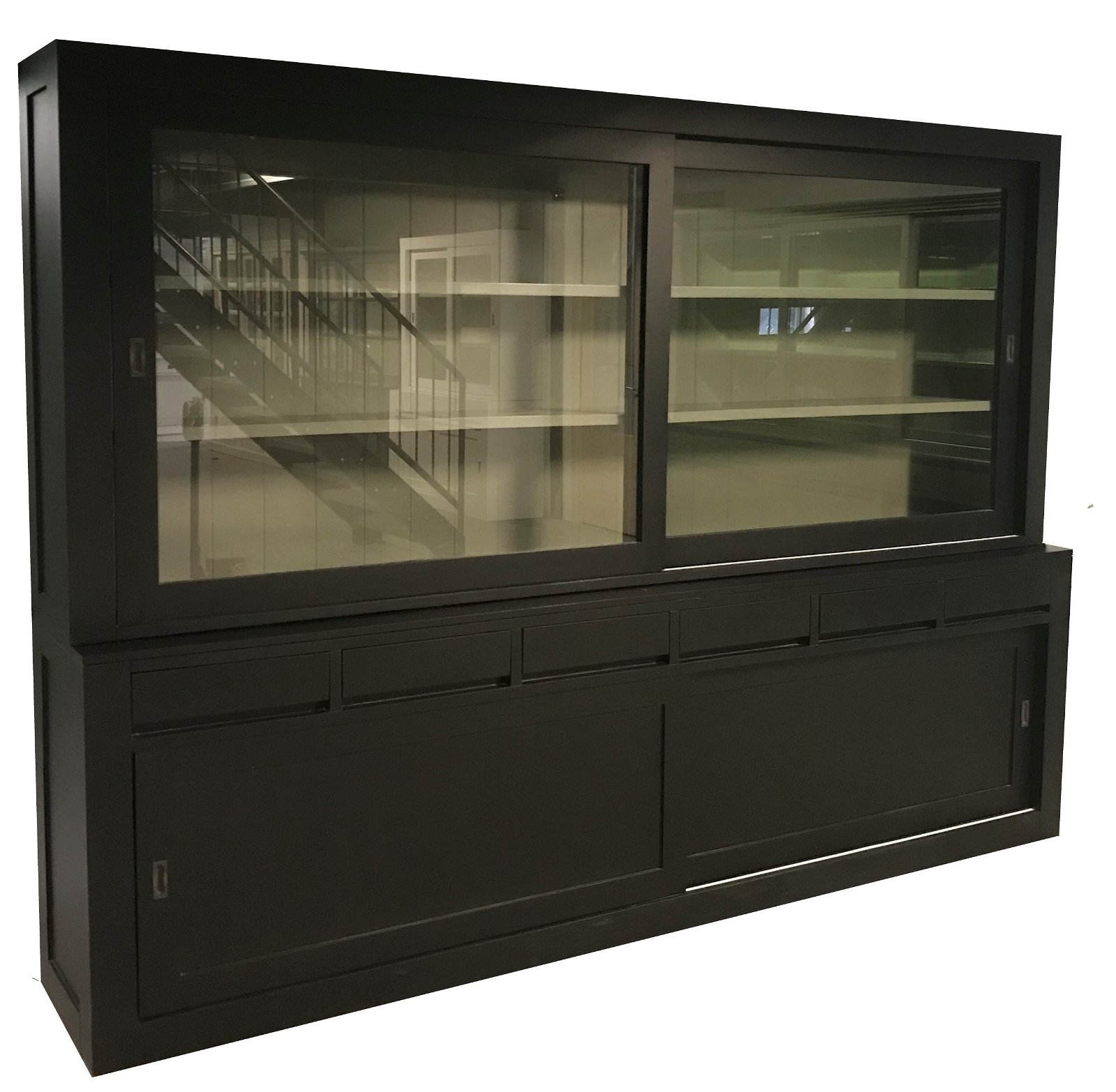 Buffetkast Design zwart - grijs - 300 x 50/40 x 220cm laden greeploos - nr. 1