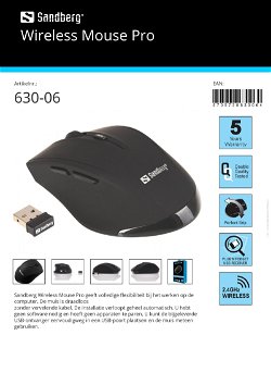 Wireless Mouse Pro met bijgeleverde USB-ontvanger Draadloze muis met USB ontvanger