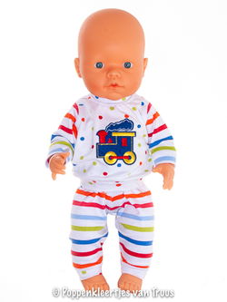 Mon Bébé 40 cm Jongens pyjama streep multi/stippen