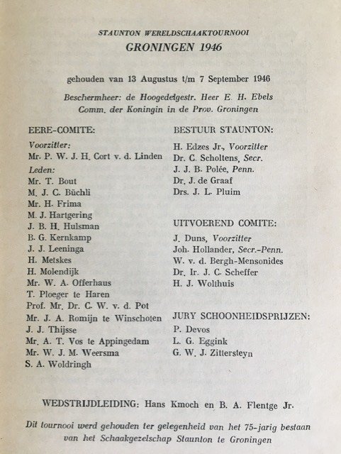 Schaken - Staunton Wereldschaaktoernooi - Groningen 1946 - Afbeelding 4