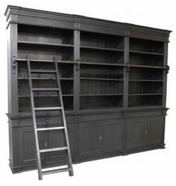 Boekenkast Wageningen zwart - zwart 300 x 50/40 x 240