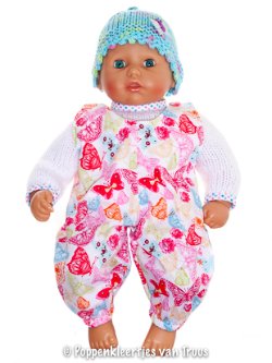 Annabel 36 cm Salopette setje 3 dlg. vlinders