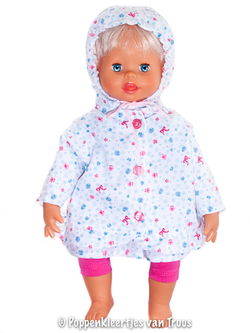 Pop 38 cm Jasje roze/blauwe roosjes