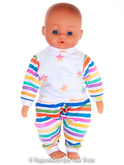 Hema pop 40 cm Pyjama multi streep/sterren