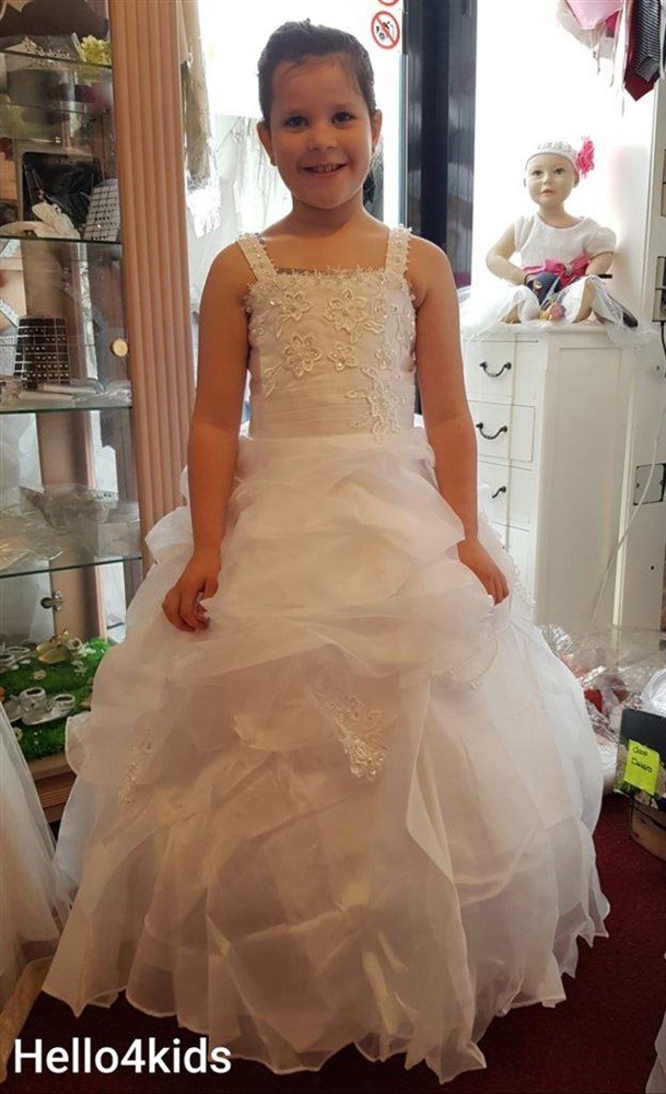 Witte Bruidsmeisjes jurk communie kleding prinsessen Lisa - nr. 1