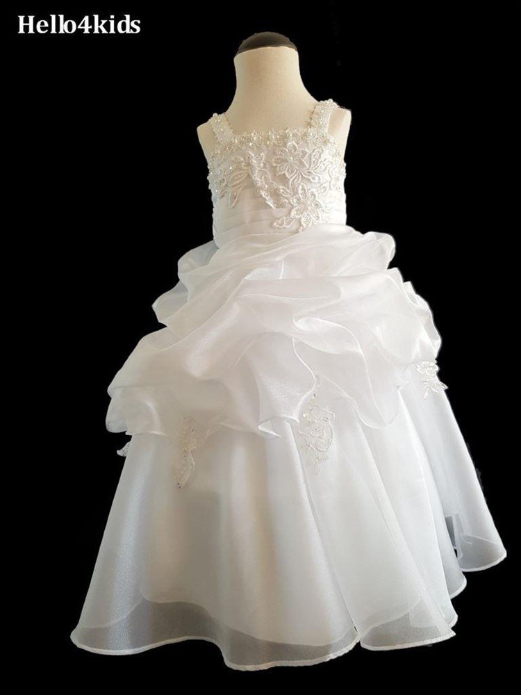 Witte Bruidsmeisjes jurk communie kleding prinsessen Lisa - Afbeelding 2