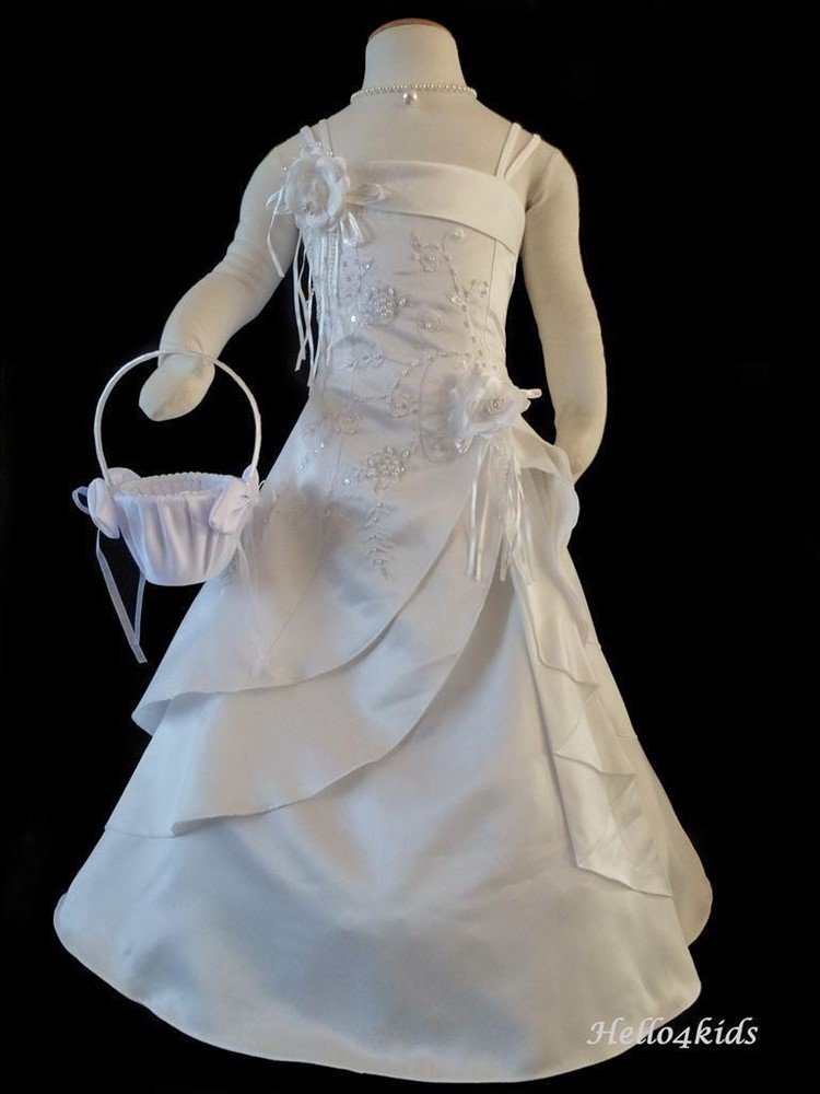 Witte Bruidsmeisjes jurk communie kleding prinsessen Lisa - Afbeelding 5