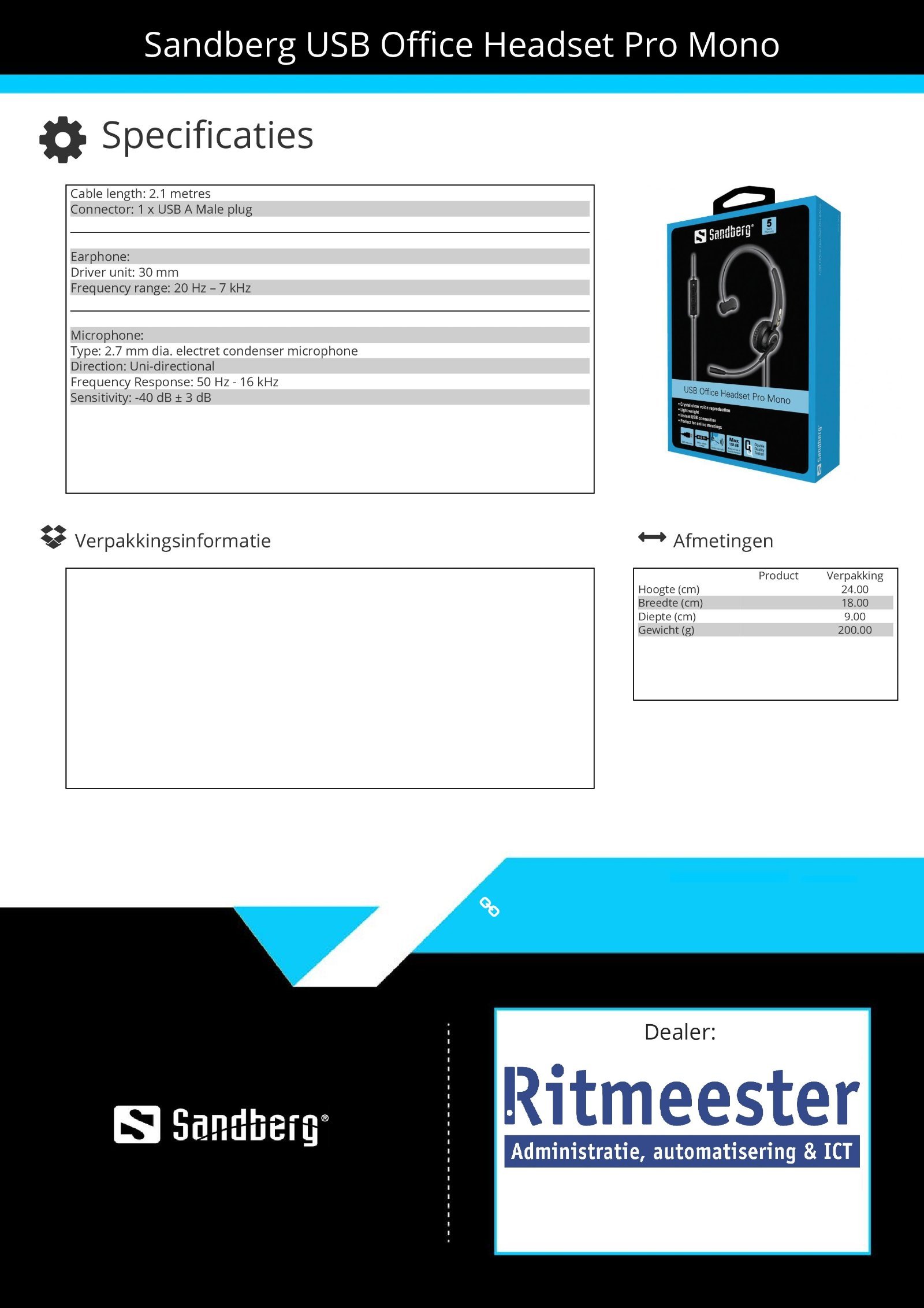 USB Office Headset Pro Mono thuiskantoor werkplek of studie - Afbeelding 3