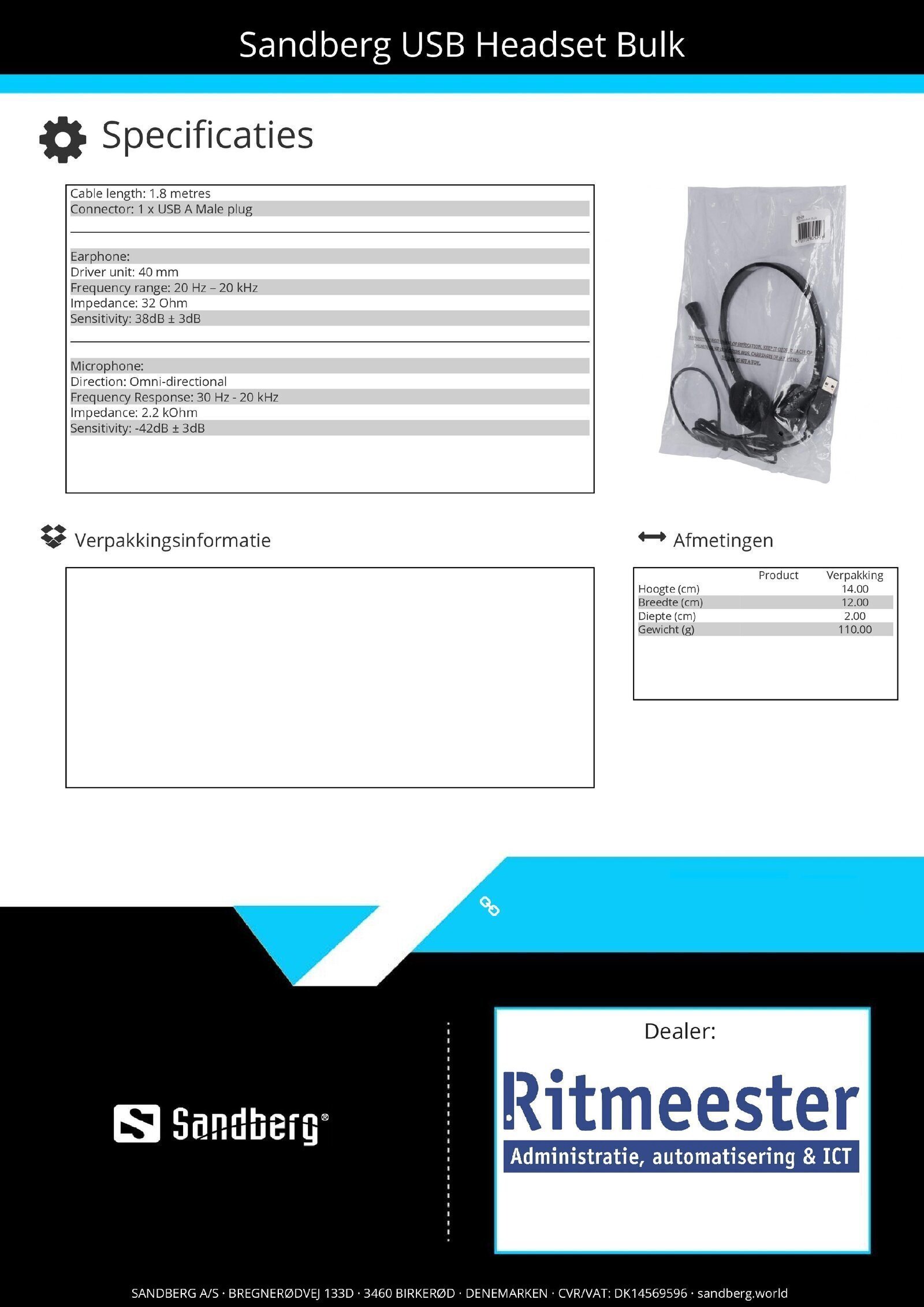 USB Headset Bulk Perfect for online meetings, online conferences etc - Afbeelding 3
