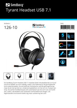 Tyrant Headset USB 7.1 surround sound gaming