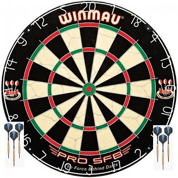 Winmau Pro SFB dartbord met 2 setjes darts - 0