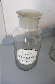 Brocante glazen voorraadpot - 1