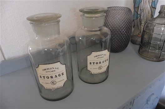 Brocante glazen voorraadpot - 2