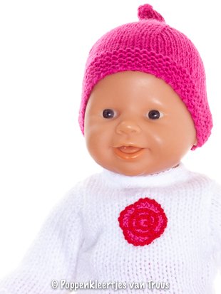Chou Chou 36 cm 3 dlg. Setje wit/roze/rood/streep - Afbeelding 2