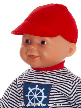 Chou Chou 36 cm 3 dlg. Jongenssetje rood/maritiem/streep - Afbeelding 2