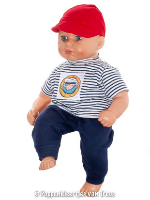 Annabel 36 cm 3 dlg. Jongenssetje Rood/wit/blauwe/streep - nr. 1