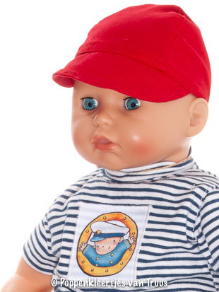 Annabel 36 cm 3 dlg. Jongenssetje Rood/wit/blauwe/streep - Afbeelding 2