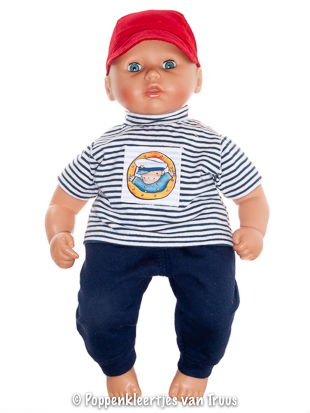 Annabel 36 cm 3 dlg. Jongenssetje Rood/wit/blauwe/streep - Afbeelding 3