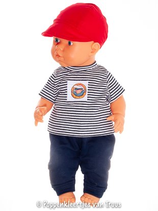 Mon Bébé 40 cm Jongenssetje 3 dlg. blauw/wit/streep/rood - nr. 1