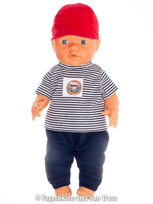 Mon Bébé 40 cm Jongenssetje 3 dlg. blauw/wit/streep/rood - Afbeelding 3