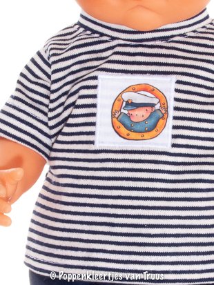 Mon Bébé 40 cm Jongenssetje 3 dlg. blauw/wit/streep/rood - Afbeelding 4