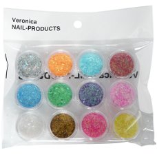 12x flitter glitter voor nagels