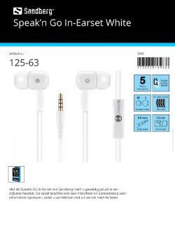 Speak’n Go In-Earset White stijlvolle headset met microfoon en opnameknop