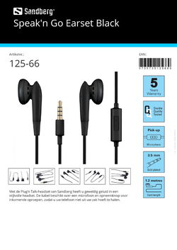 Speak’n Go Earset Black headset met microfoon en opnameknop